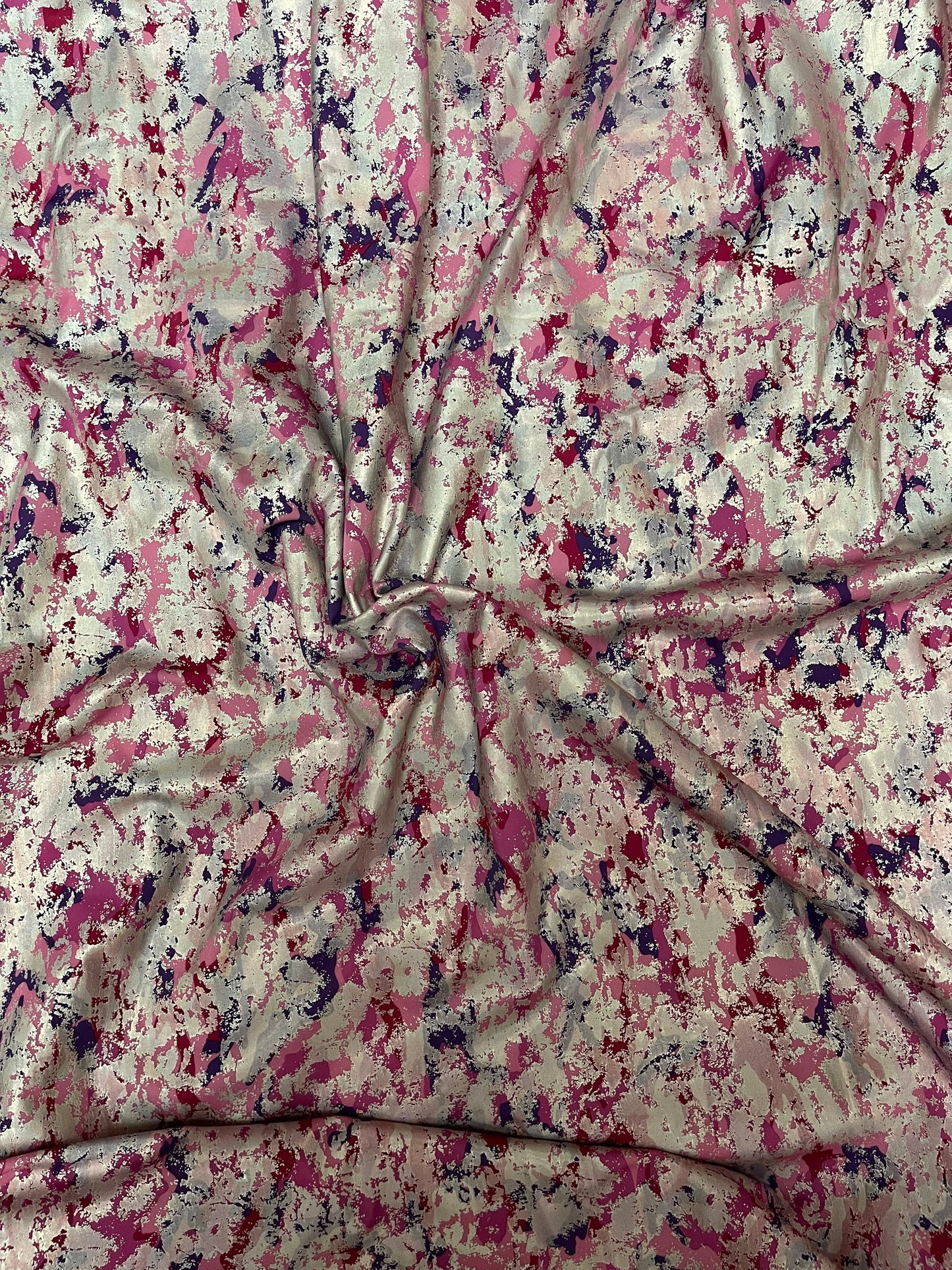 Camouflage design with foil splatter spandex 4-way stretch 58/60” Sold by the YD. Ships Worldwide from Los Angeles California USA.