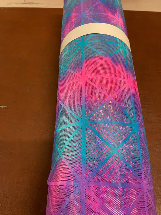 Tie dye Geometric desing hologram tie dye nylon spandex 4way  58/60" sold by the yd. Ships worldwide from Los Angeles California USA