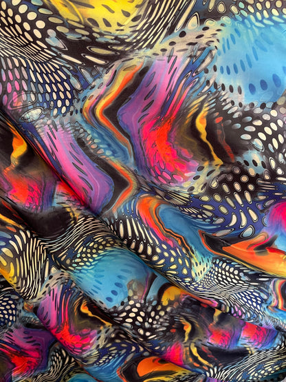 Safari design multicolor print on great quality of stretch nylon spandex 4-way stretch 58/60” Sold by the YD. Ships Worldwide from L.A CA