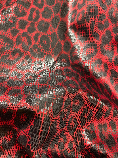 Exotic Leopard design print On Interlock with foil non stretch 58/60” Sold by the YD. Ships Worldwide from Los Angeles California USA