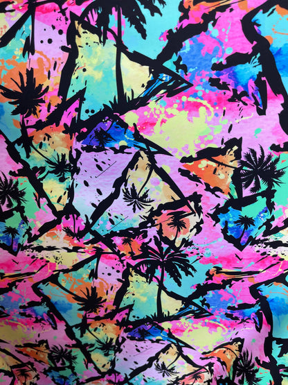 New palm tree design print on great quality of nylon spandex 4-way stretch 58/60” Sold by the YD. Ships Worldwide from Los Angeles CA