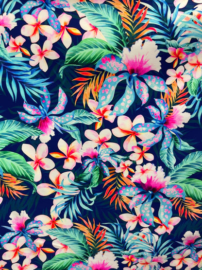 New floral design print on best quality of nylon spandex 4-way stretch 58/60” Sold by the YD. Ships Worldwide from Los Angeles California US