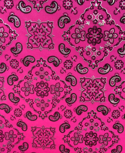Bandana print on great spandex with foil 4-way stretch metallic nylon spandex 58/60” Sold by the YD. Ships worldwide from Los Angeles