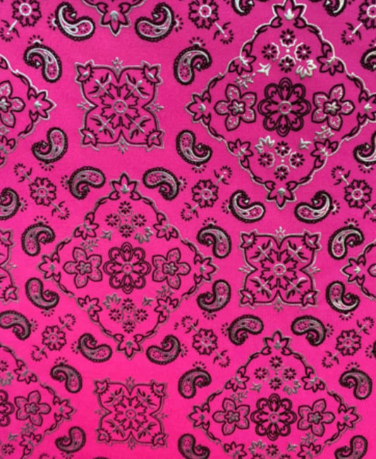 Bandana print on great spandex with foil 4-way stretch metallic nylon spandex 58/60” Sold by the YD. Ships worldwide from Los Angeles