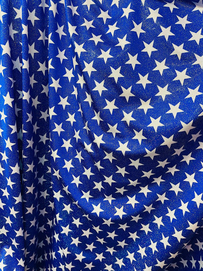 Stars design with foggy foil all over best quality of nylon spandex 4-way stretch 58/60” Sold by the YD. Ships Worldwide from Los Ángeles CA