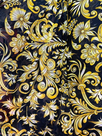 New Victoria design print on best quality of nylon power mesh 4-way stretch 58/60” Sold by the YD. Ships Worldwide from Los Angeles CA