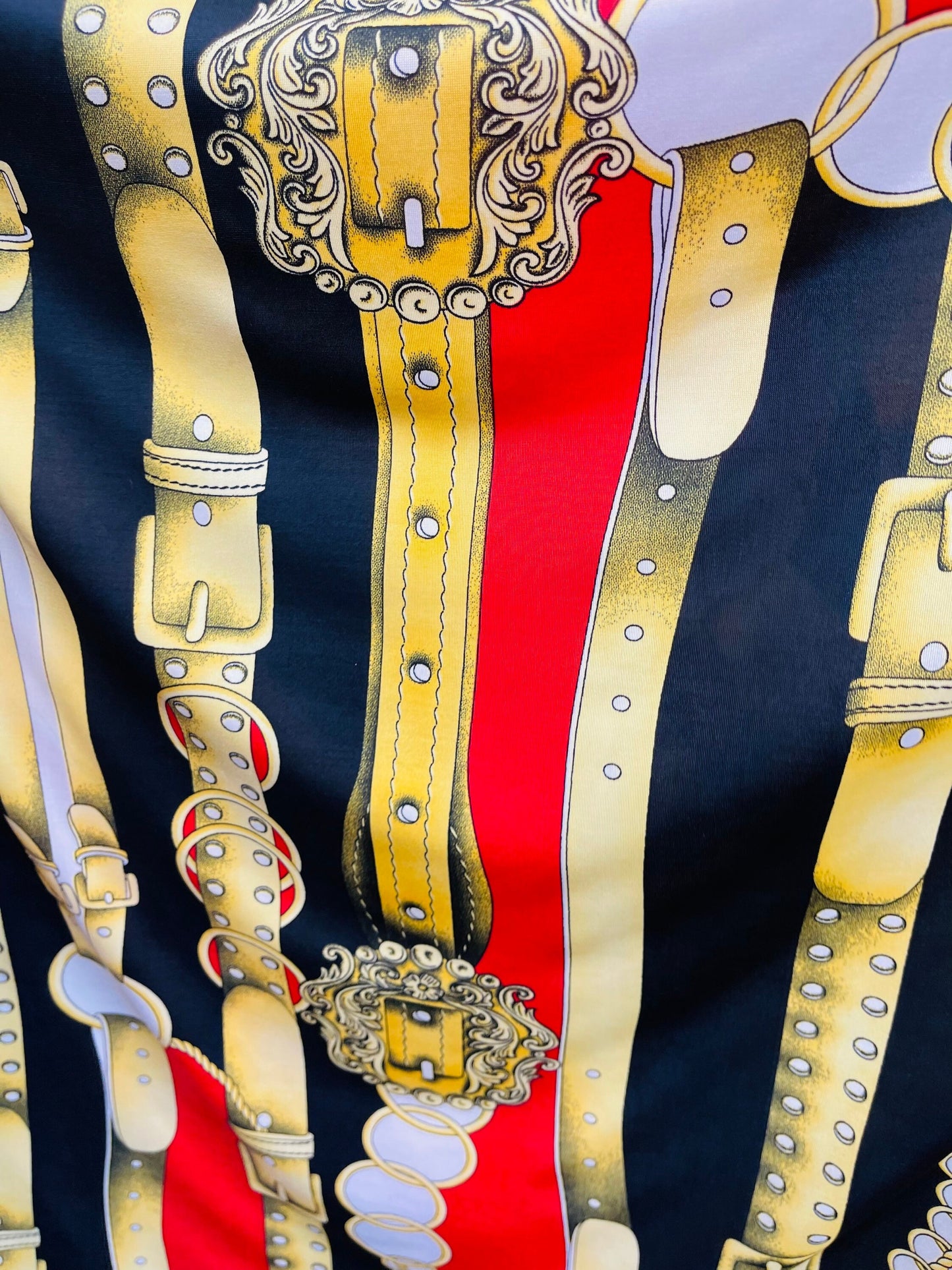 New belts fashion design print on poly spandex 4-way stretch 58/60” Sold by the YD. Ships Worldwide from Los Angeles California USA.