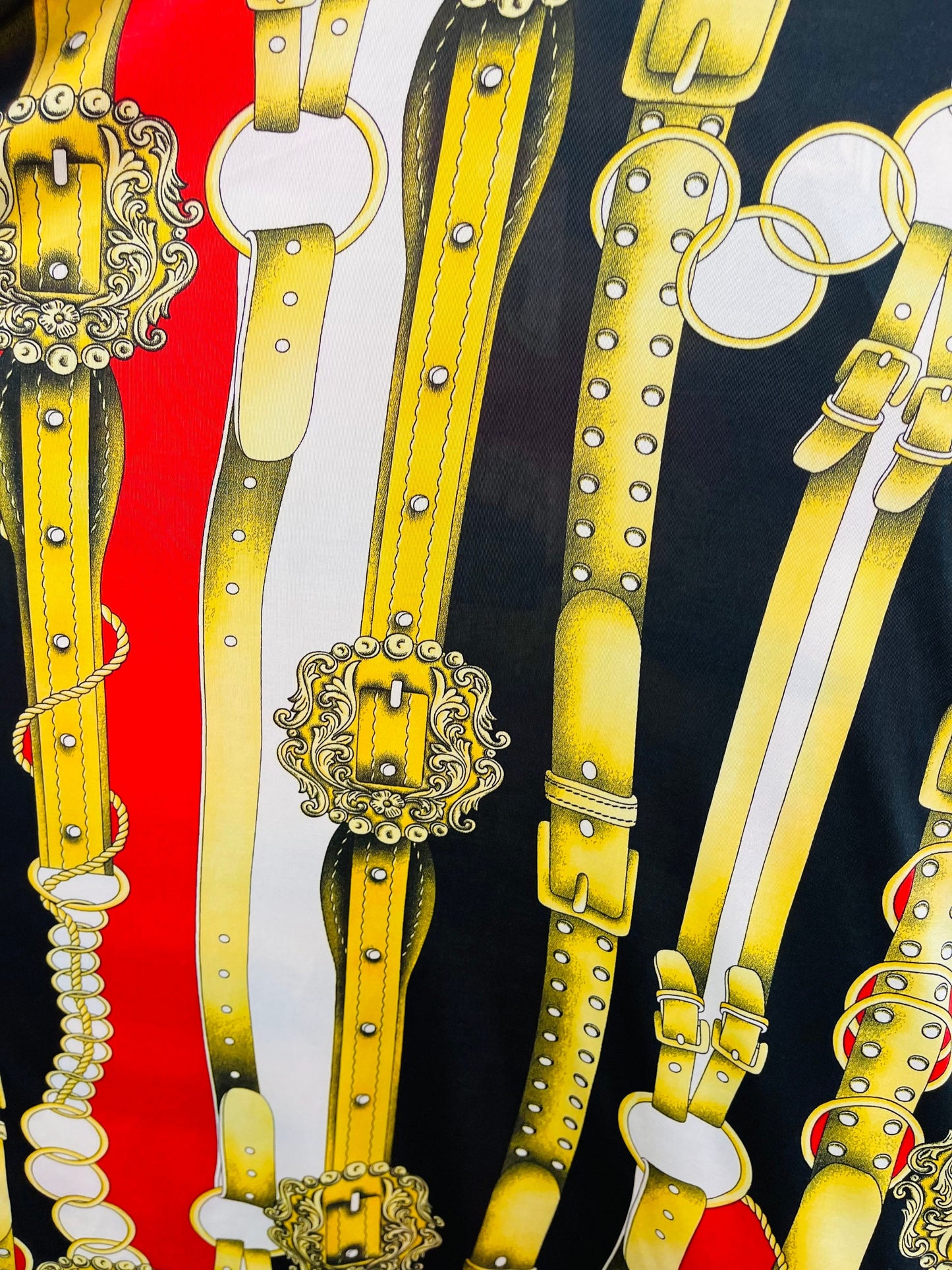 New belts fashion design print on poly spandex 4-way stretch 58/60” Sold by the YD. Ships Worldwide from Los Angeles California USA.