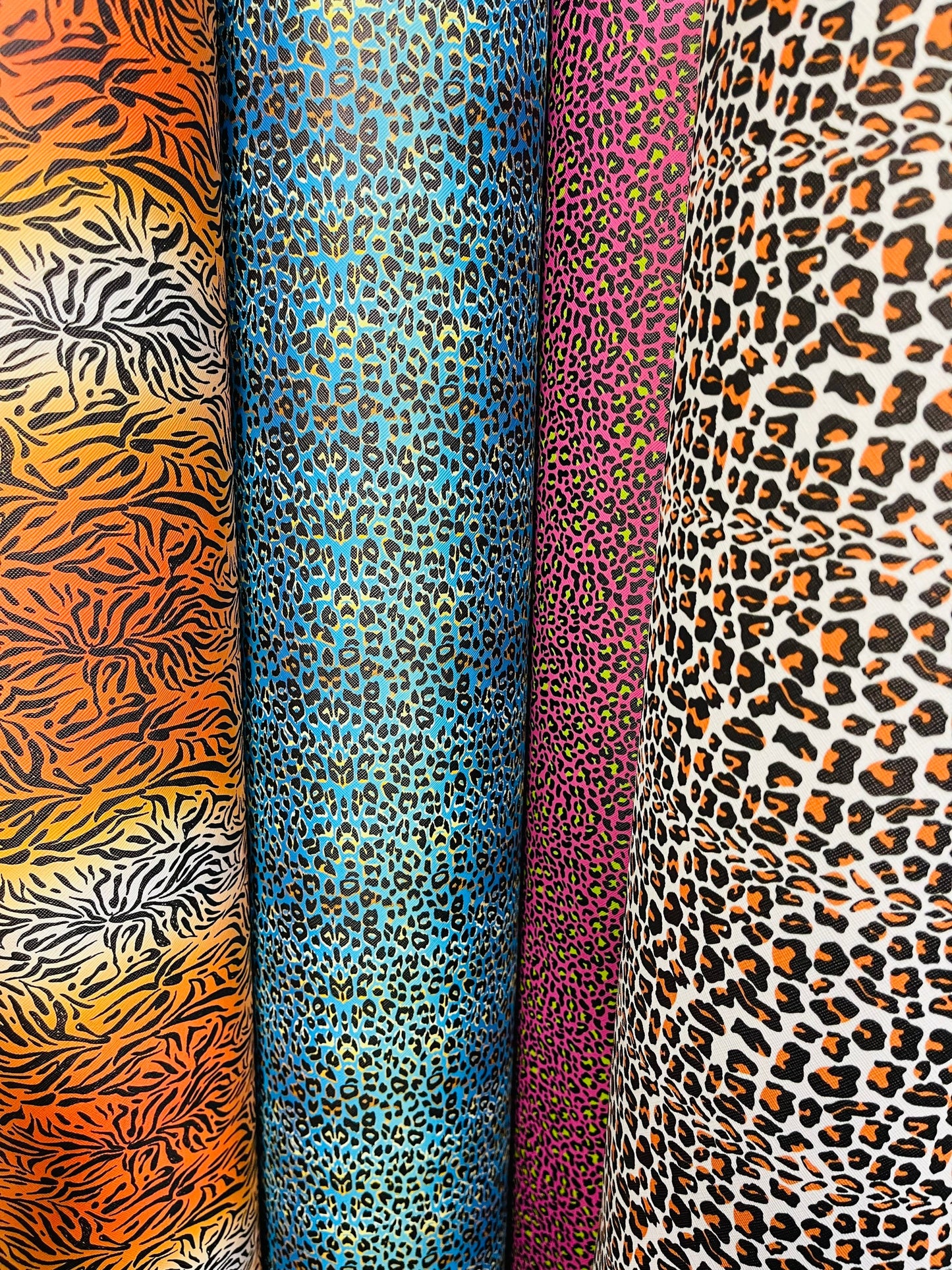 New Exotic multi animal print vinyl non stretch 57/58” Sold by the YD. Ships Worldwide from Los Angeles California USA.