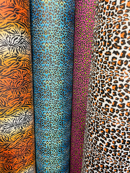 New Exotic multi animal print vinyl non stretch 57/58” Sold by the YD. Ships Worldwide from Los Angeles California USA.