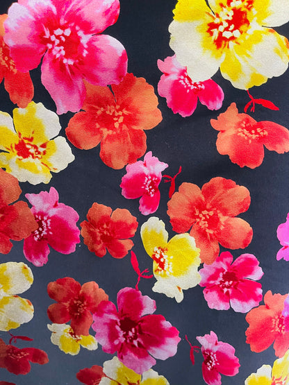 New flower design print on super techno spandex 2-way stretch 58/60” Sold by the YD. Ships Worldwide from Los Angeles California USA.
