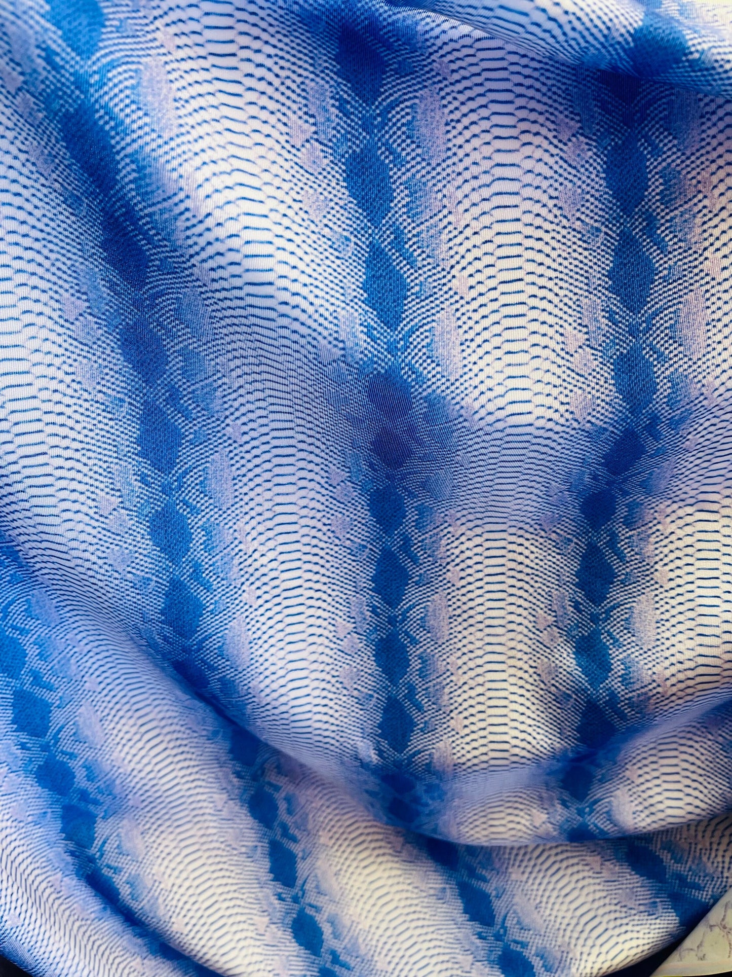 Exotic snake design sapphire 2tone print on great quality of nylon spandex 4-way stretch 58/60” Sold by the YD. Ships Worldwide from L.A CA