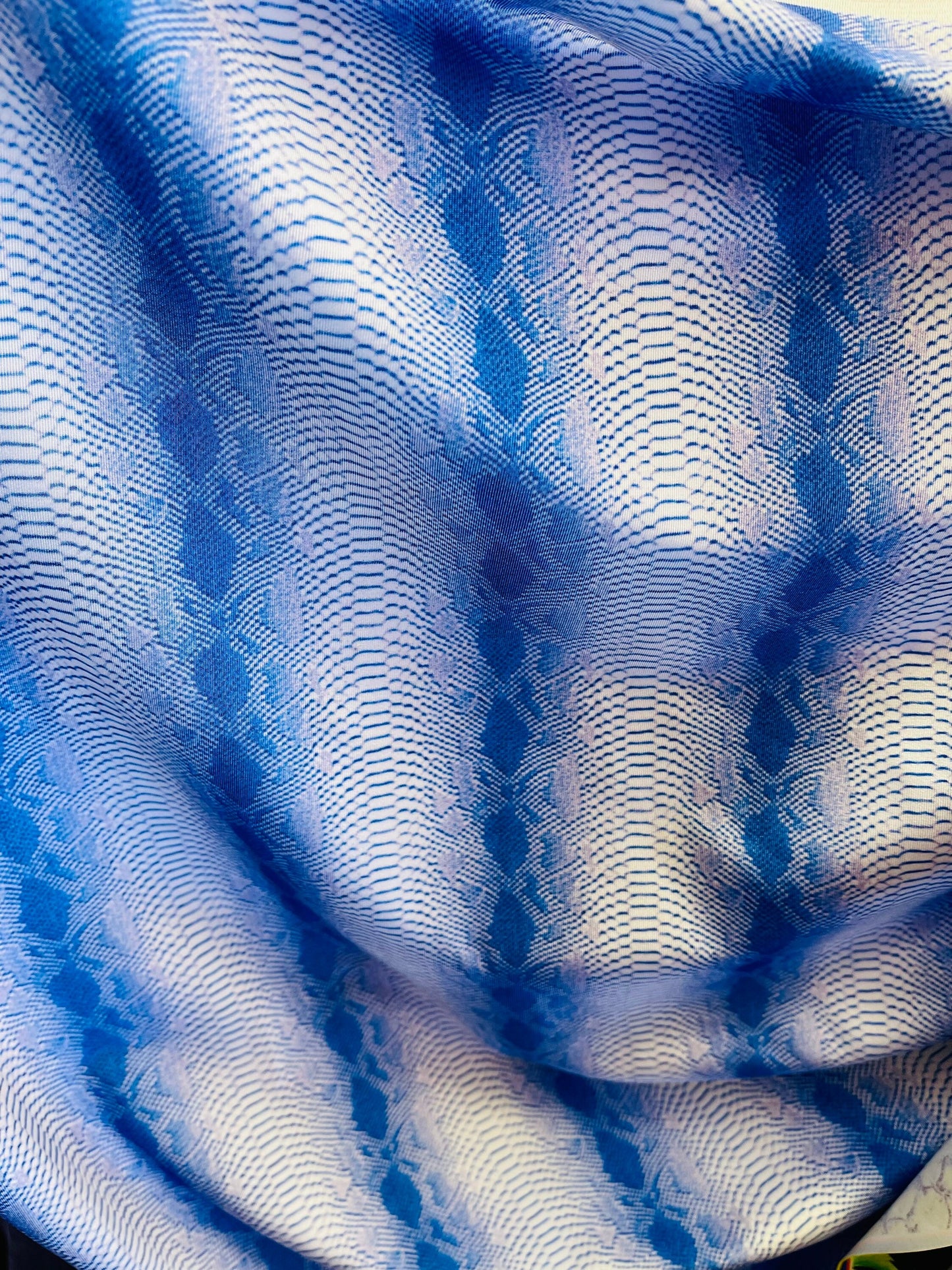 Exotic snake design sapphire 2tone print on great quality of nylon spandex 4-way stretch 58/60” Sold by the YD. Ships Worldwide from L.A CA