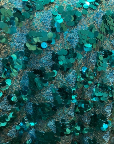 Teal/Turquoise sequins on mesh