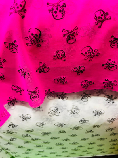 New power mesh skull desin 4 way stretch 58/60" Sold by the YD. Ships worldwide from Los Angeles California USA.