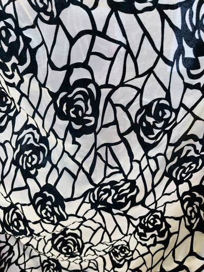 New Rose design flocking print on nude power mesh 4-way stretch 58/60” Sold by the YD. Ships Worldwide from Los Ángeles California USA