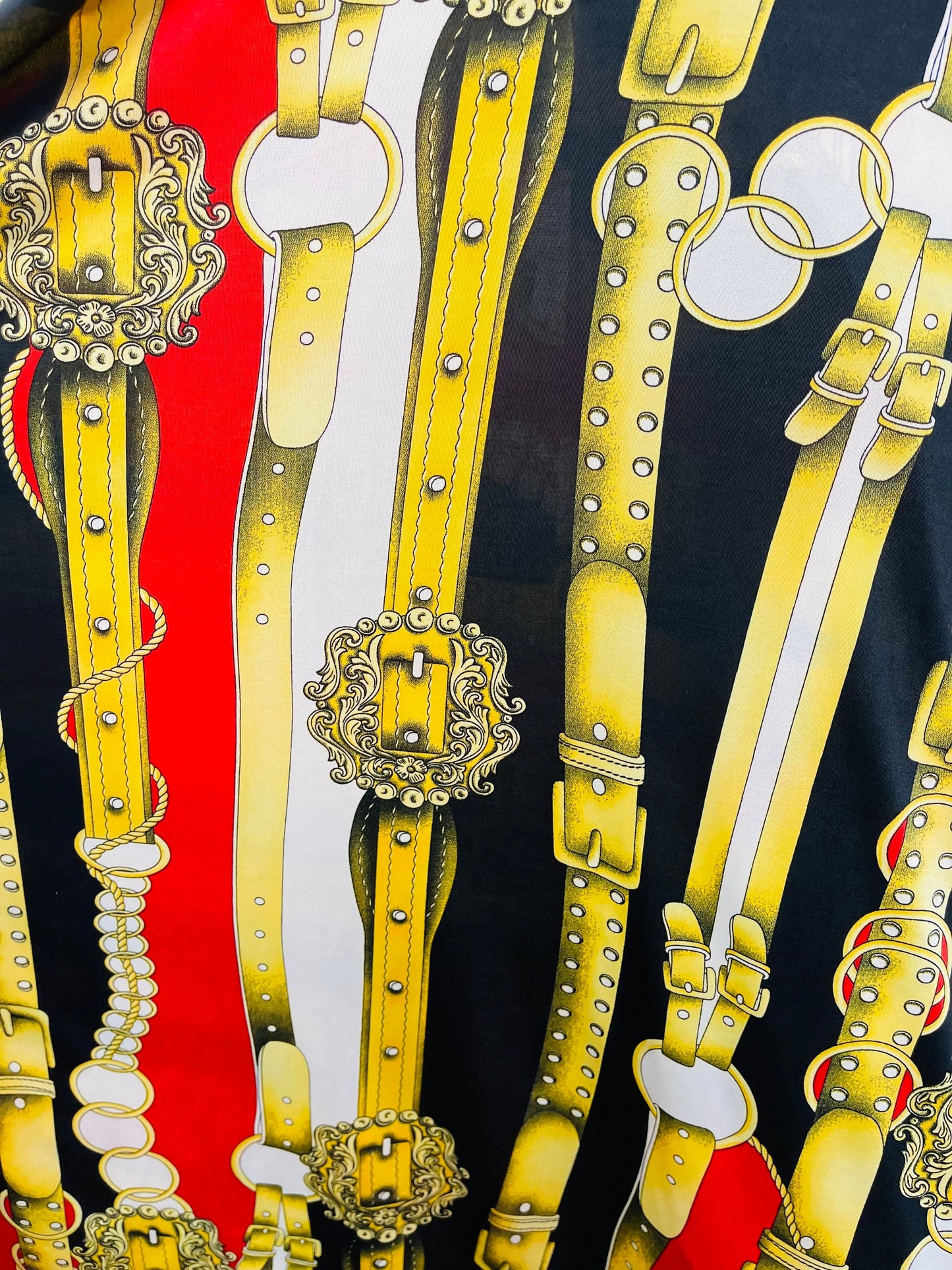 New belts fashion design print on poly spandex 4-way stretch 58/60” Sold by the YD. Ships Worldwide from Los Angeles California USA.
