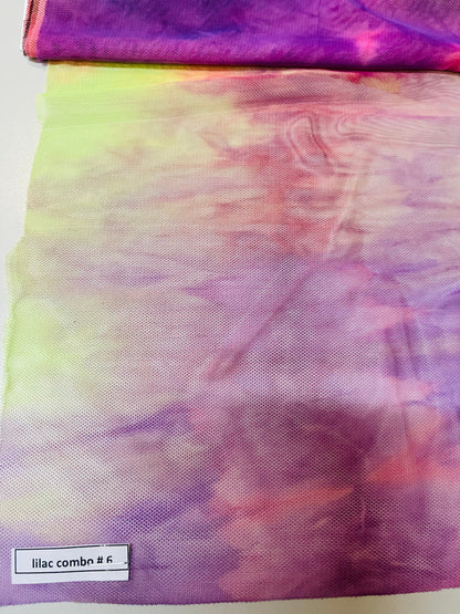 New Tie Dye power mesh nylon mesh 4-way stretch 58/60” Sold by the YD. Ships Worldwide from Los Angeles California USA.