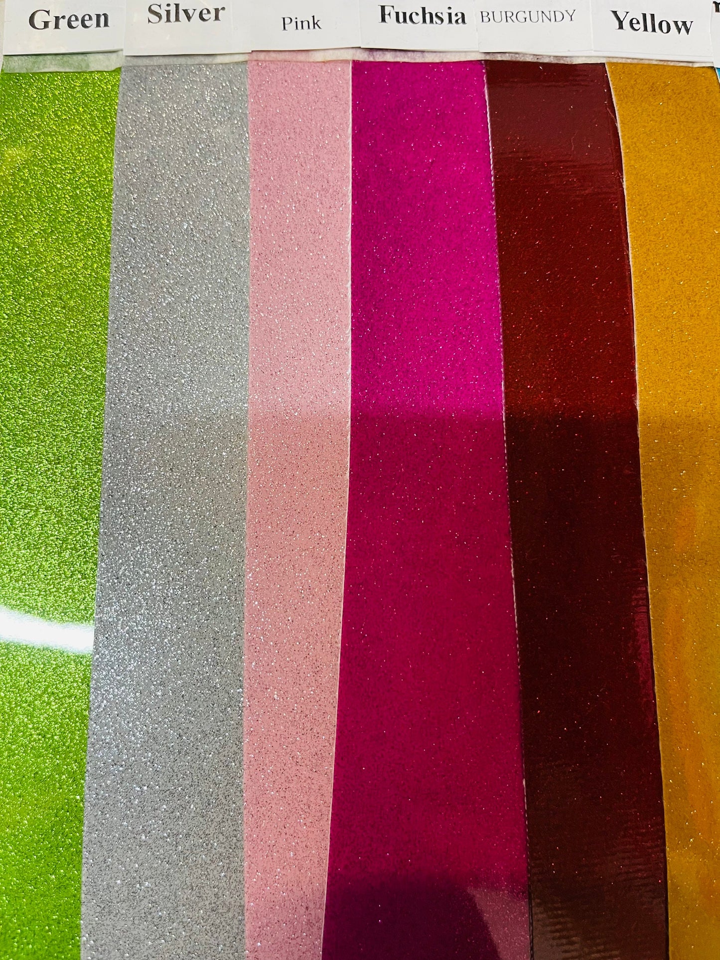 New Glitter vinyl quality leather PU & PVC metallic vinyl non stretch 58/60” Sold by the YD. Ships Worldwide from Los Angeles California