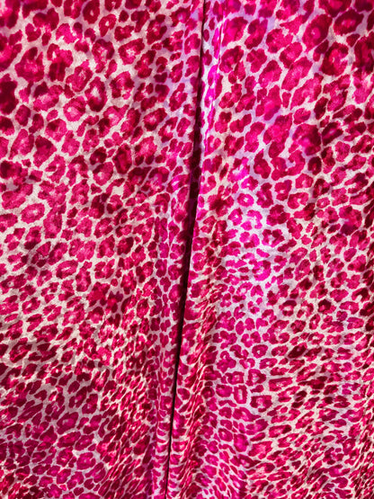 New Exotic Cheetah design pink color print on great quality of stretch velvet 4-way stretch 58/60” Sold by the YD. Ships Worldwide from L. A