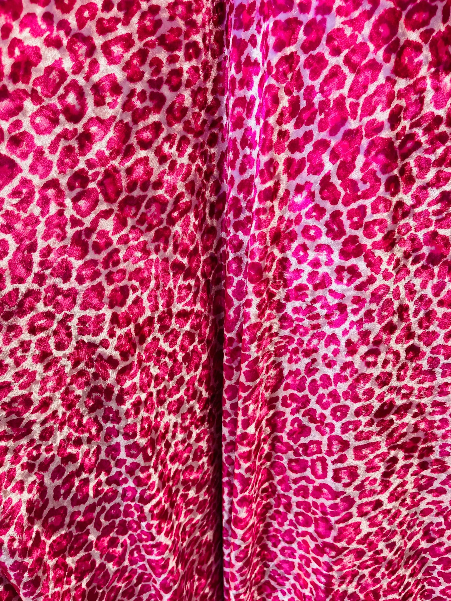 New Exotic Cheetah design pink color print on great quality of stretch velvet 4-way stretch 58/60” Sold by the YD. Ships Worldwide from L. A