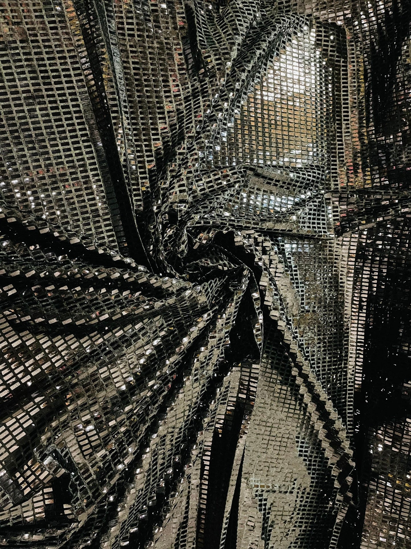 New black velvet with rectangular black sequins 2way Stretch 58/60" Sold by the YD. Ships worldwide from Los Angeles California USA