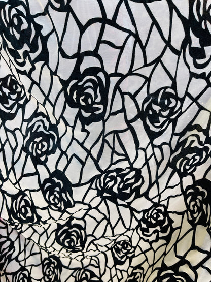 New Rose design flocking print on nude power mesh 4-way stretch 58/60” Sold by the YD. Ships Worldwide from Los Ángeles California USA