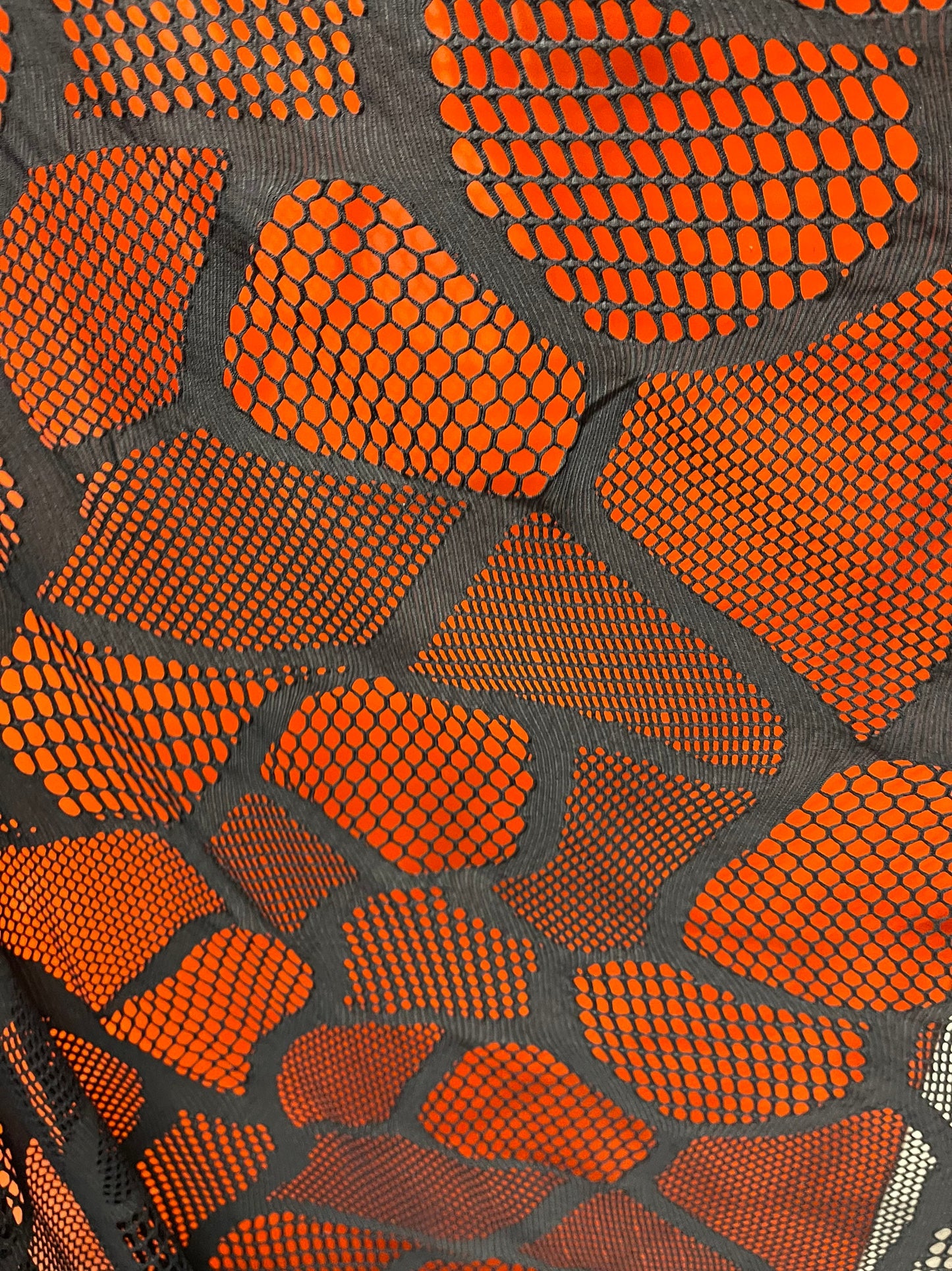 New Spiderweb multi design black mesh 4-way stretch 50/52” Sold by the YD. Ships Worldwide from Los Angeles California USA.