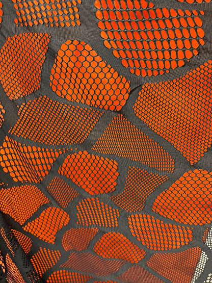 New Spiderweb multi design black mesh 4-way stretch 50/52” Sold by the YD. Ships Worldwide from Los Angeles California USA.