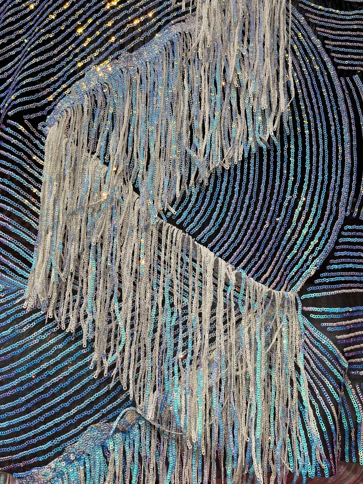 New Sexy Luxury Hanging sequins Bella design 2-way stretch 58/60” Sold by the YD. Ships worldwide from Los Angeles California USA.