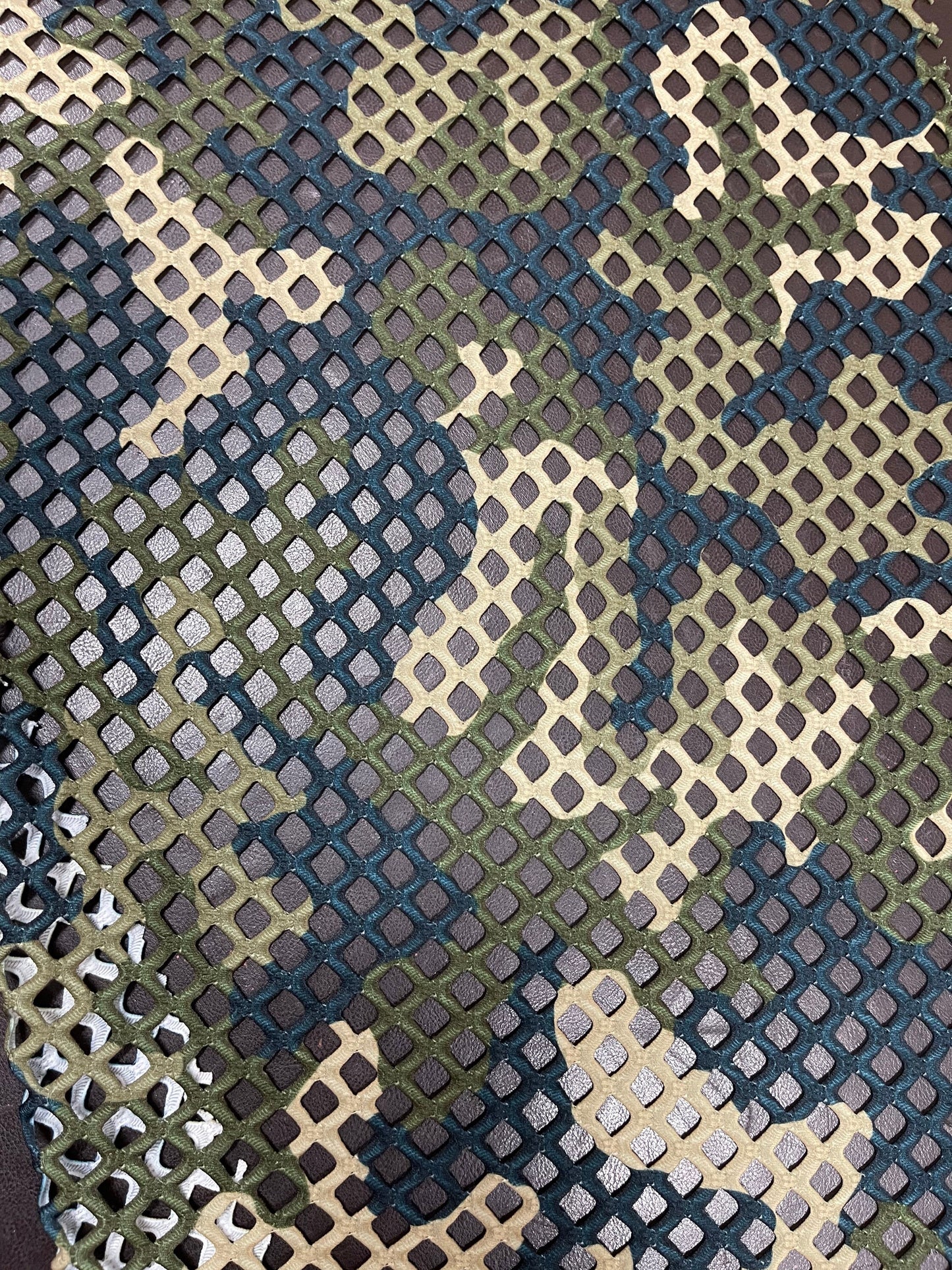 New Camouflage design print on diamond fishnet 4-way stretch 58/60” Sold by the YD. Ships Worldwide from Los Angeles California USA.