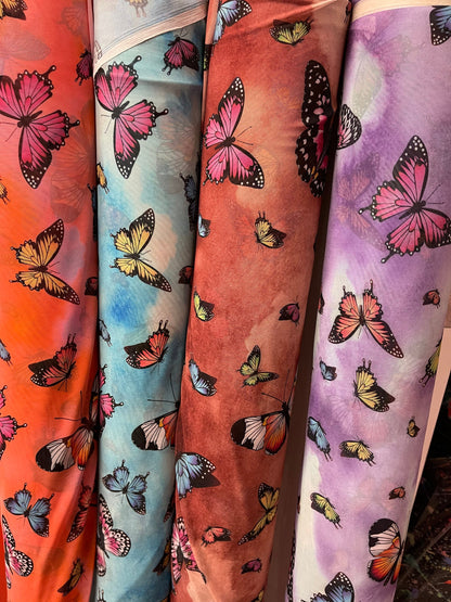 New Exotic Butterfly design print on best quality of nylon power mesh  4-way stretch 58/60” Sold by the YD. Ships Worldwide from Los Ángeles