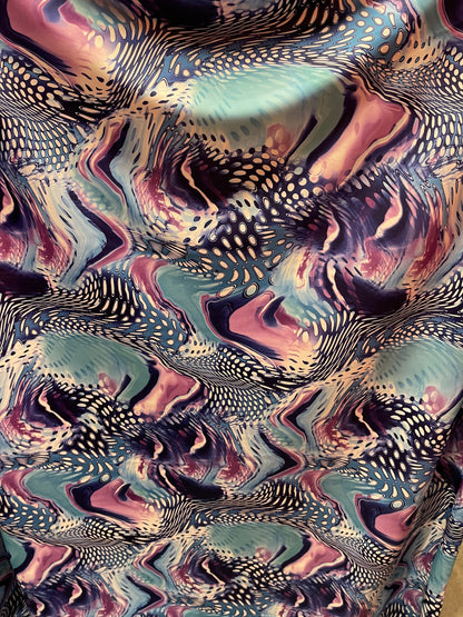 New Exotic abstract design Multi animal print on best quality of nylon spandex 4-way stretch 58/60” Sold by the YD. Ships Worldwide from L.A