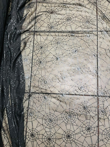 Spiderweb design metallic print on great quality of nylon power mesh 4-way stretch 58/60” Sold by the YD. Ships Worldwide from Los Angeles