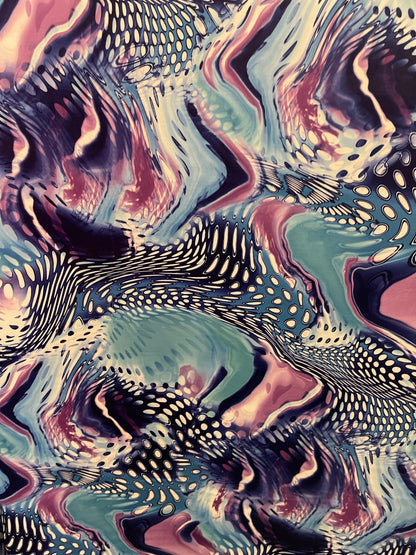 New Exotic abstract design Multi animal print on best quality of nylon spandex 4-way stretch 58/60” Sold by the YD. Ships Worldwide from L.A