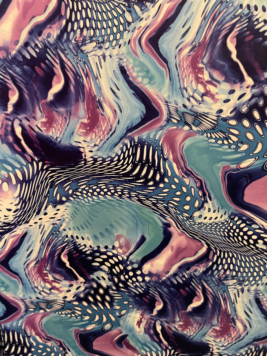 New Exotic abstract design Multi animal print on best quality of nylon spandex 4-way stretch 58/60” Sold by the YD. Ships Worldwide from L.A