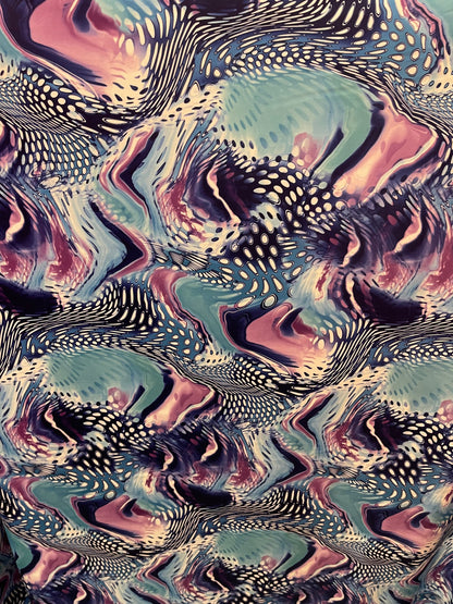 New Exotic abstract design Multi animal print on best quality of nylon spandex 4-way stretch 58/60” Sold by the YD. Ships Worldwide from L.A