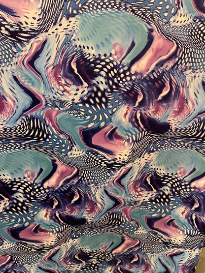 New Exotic abstract design Multi animal print on best quality of nylon spandex 4-way stretch 58/60” Sold by the YD. Ships Worldwide from L.A
