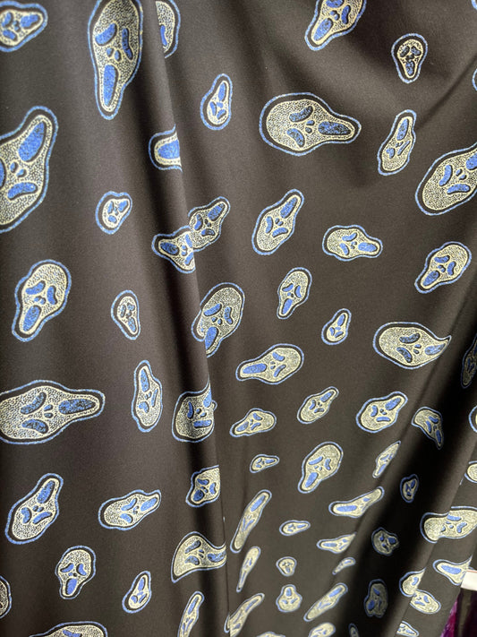Scream design print on nylon spandex 4-way stretch 58/60” Sold by the YD. Ships Worldwide from Los Angeles California USA.