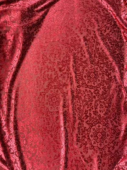 New Burnout velvet Diane design Merlot color 4-way stretch 58/60” Sold by the YD. Ships Worldwide from Los Angeles California USA.