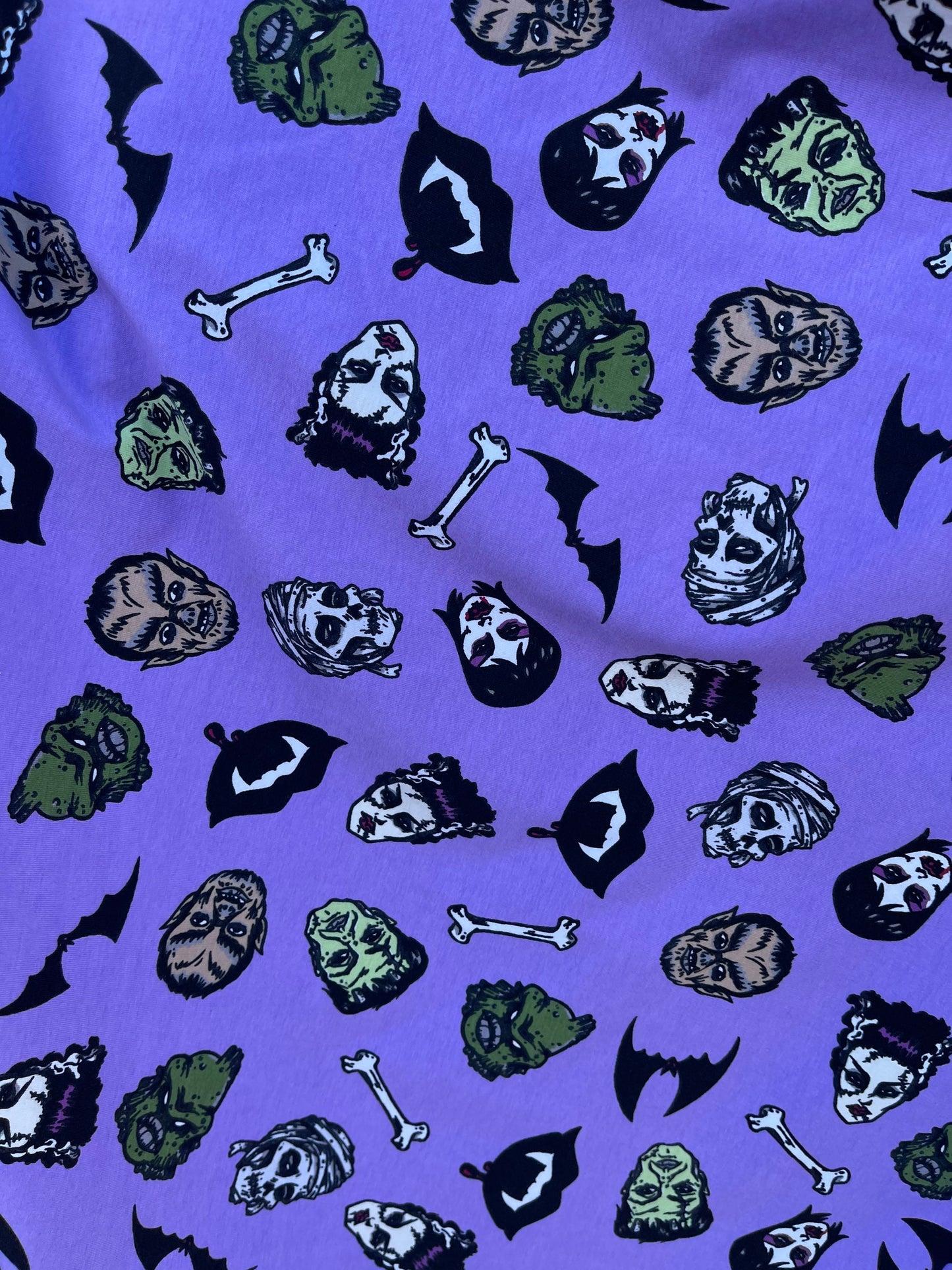 Halloween design print on cotton jersey 4-way stretch 58/60” Sold by the YD. Ships Worldwide from Los Angele California USA.