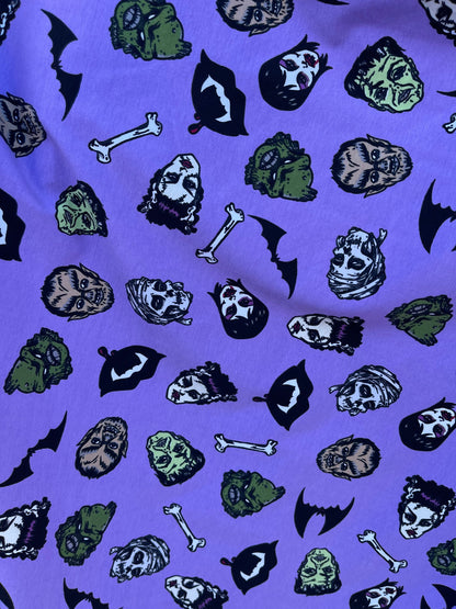 Halloween design print on cotton jersey 4-way stretch 58/60” Sold by the YD. Ships Worldwide from Los Angele California USA.