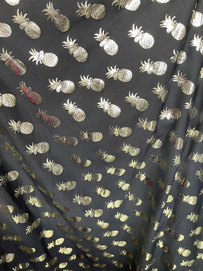 New Pineapple design metallic poly spandex 4-way stretch 58/60” Sold by the YD. Ships Worldwide from Los Angeles California USA.