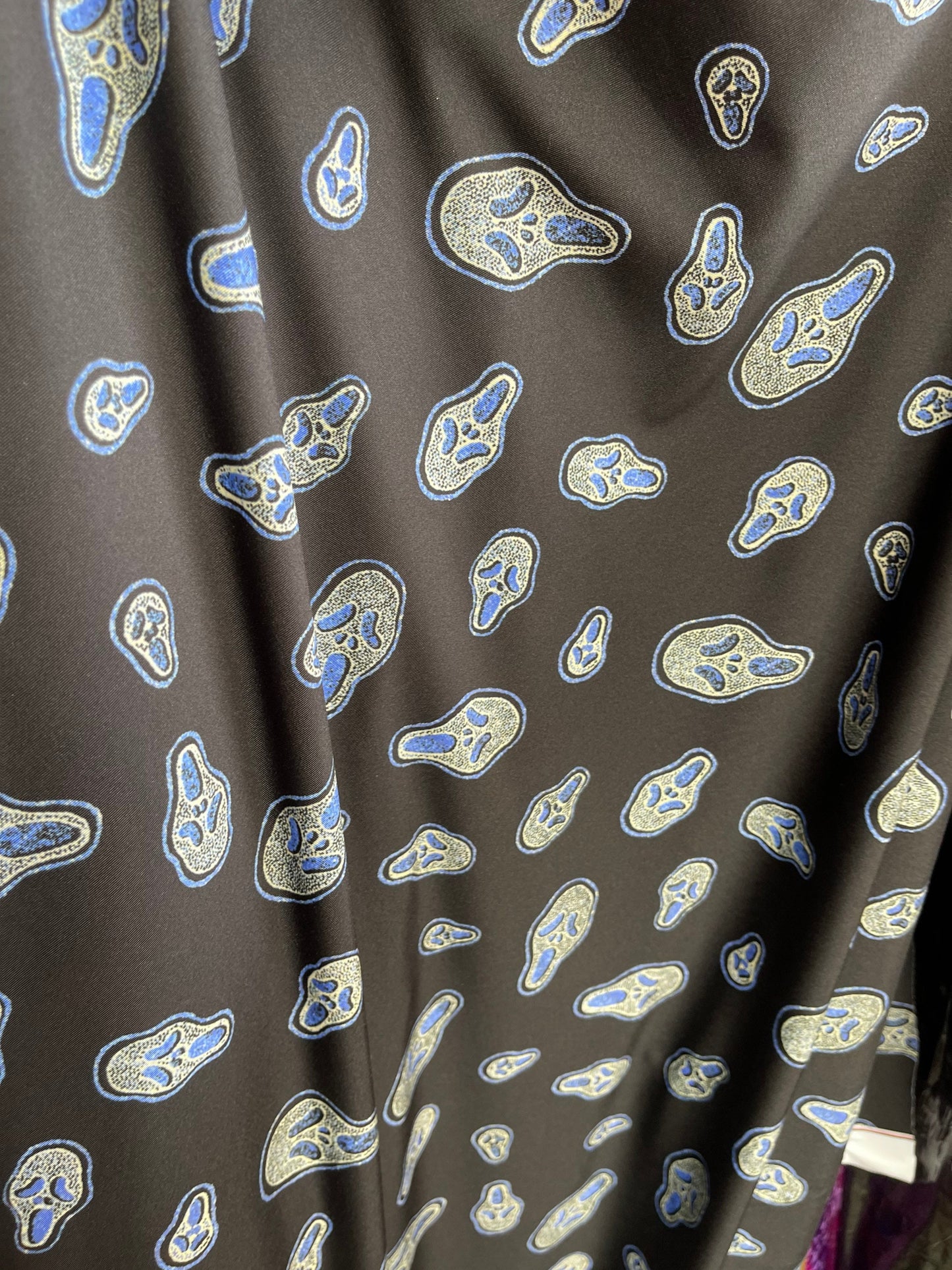 Scream design print on nylon spandex 4-way stretch 58/60” Sold by the YD. Ships Worldwide from Los Angeles California USA.