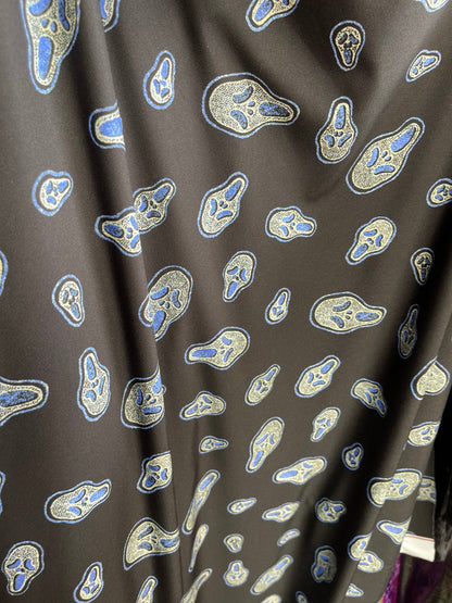 Scream design print on nylon spandex 4-way stretch 58/60” Sold by the YD. Ships Worldwide from Los Angeles California USA.