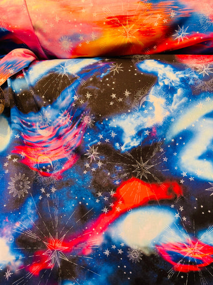 New Tie Dye celestial design print on great quality of nylon spandex 4-way stretch 58/60” Sold by the YD. Ships Worldwide from Los Angeles