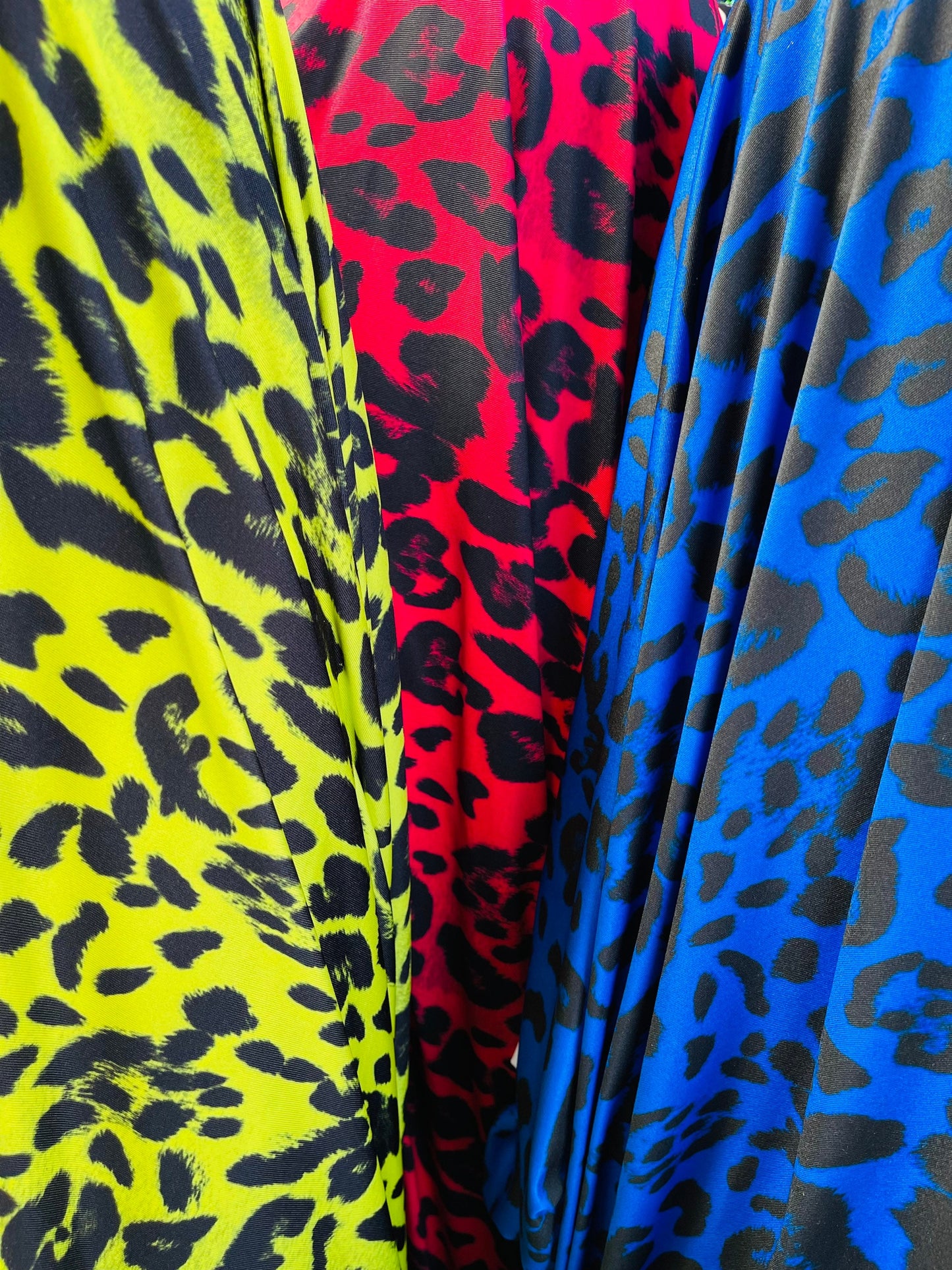 New Exotic Leopard design print on great quality of poly spandex 4-way stretch 58/60” Sold by the YD. Ships Worldwide from Los Angeles CA.