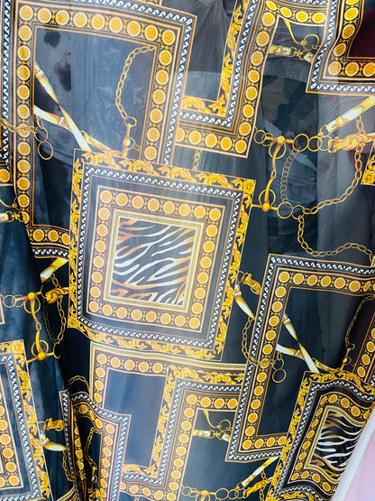 New brand fashion design print on great quality of poly mesh 4-way stretch see through fabric 58/60” Sold by the YD. Ships Worldwide