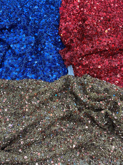 Luxury Beaded France lace all over fashion fabrics 54/55” Sold by the YD. Ships Worldwide from Los Angeles California USA.