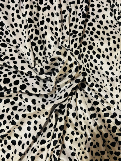 New Dalmatian design print on best quality of stretch velvet 4-way stretch 58/60” Sold by the YD. Ships worldwide from Los Angeles CA USA